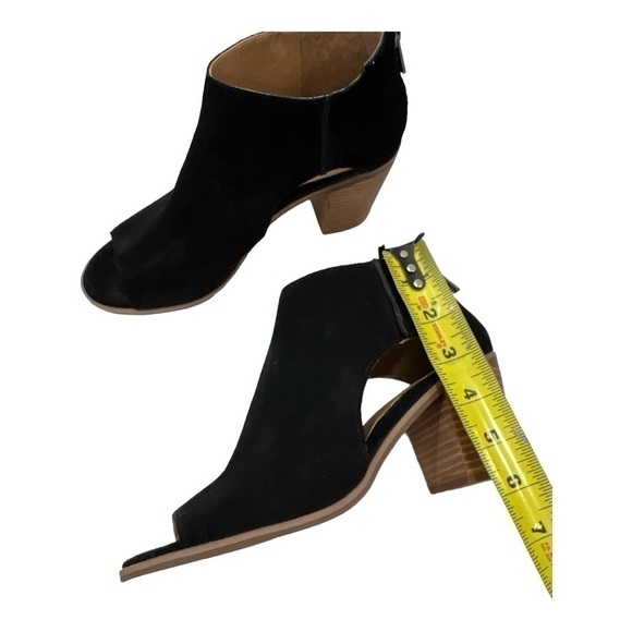 Lucky Brand Keight Suede Black Leather Peep Toe Ankle Booties size 7.5 M - Picture 10 of 10